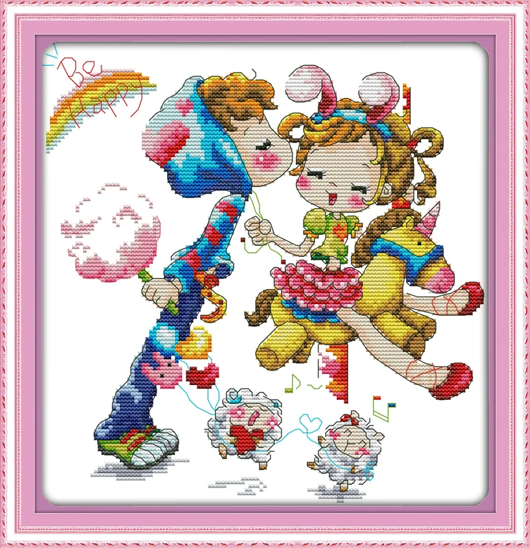 

Набор для вышивки крестиком love of cotton candy 14ct 11ct, печать на холсте, вышивка, ручная работа, рукоделие