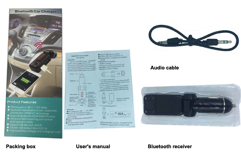 DC9-26V грузовой автотранспорт использовать Bluetooth громкой связи вызова динамик с 3,5 мм Aux аудио кабель в характеристики 2 USB зарядка