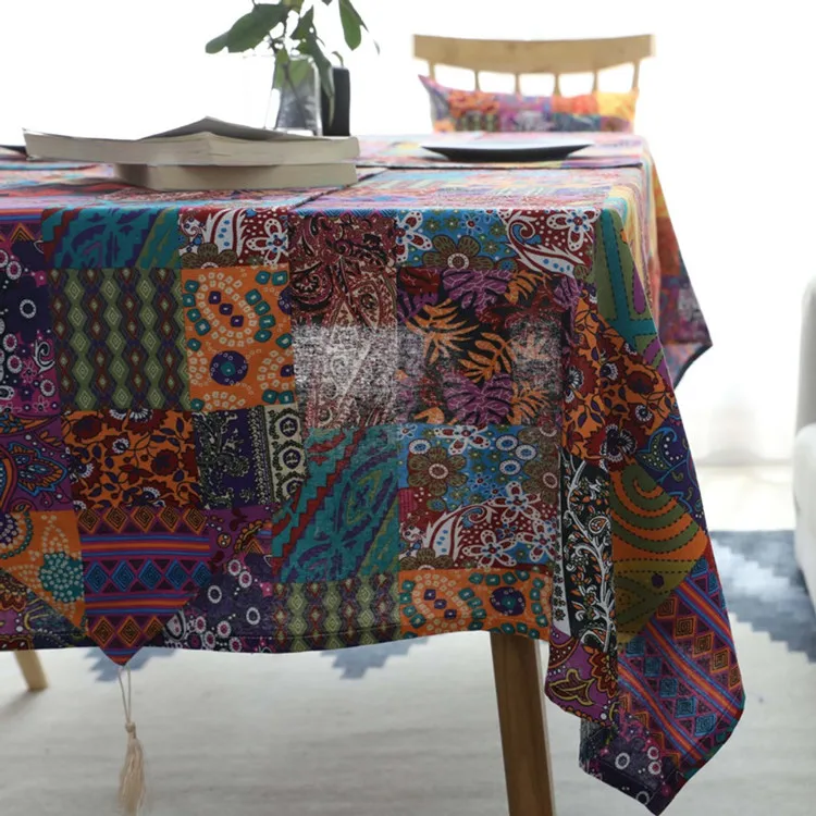 Ретро Этническая скатерть для дома/отеля/закусочной покрытие стола Mantel De Mesa многофункциональная льняная покрытая ткань
