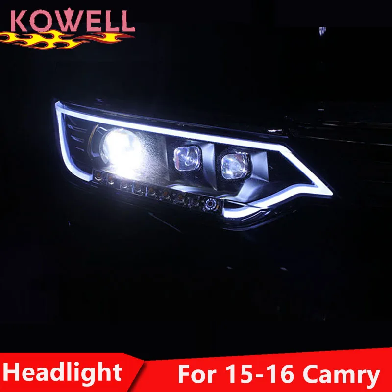 KOWELL автомобильный Стайлинг для Toyota Camry фары- Camry V55 светодиодный фары DRL Биксеноновые линзы Высокий Низкий луч парковка туман