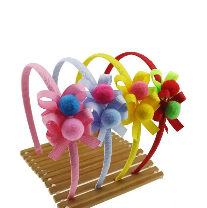 50 шт. Детская повязка на голову с помпоном|designer headband|headbands free shippingpom pom headband |