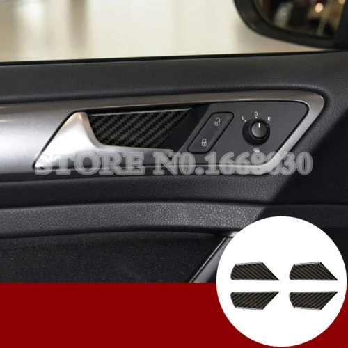 

Из углеродного волокна автомобилей дверные ручки чаши Крышка для Volkswagen Golf 7 MK7 2013-2018 4 шт. автомобиль аксессуары интерьера автомобиля украшения