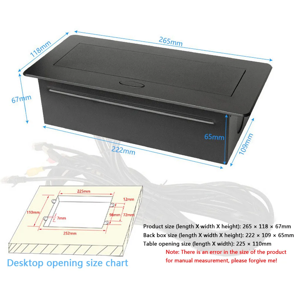 

Desktop Socket VGA Audio HDMI USB Network Interface Cable Universal Plug Conference Room POP UP Table Socket Zinc Alloy Panel