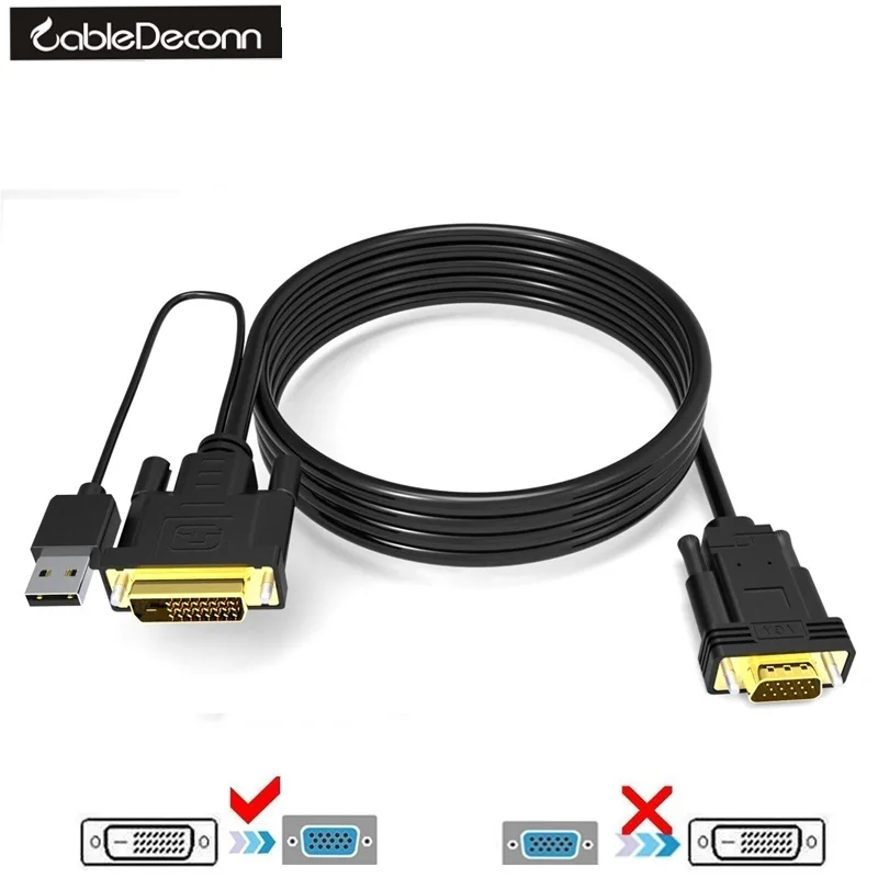Кабель DVI в VGA 2 м 24 + 1 D USB папа с чипом активный адаптер кабель конвертер для ПК DVD