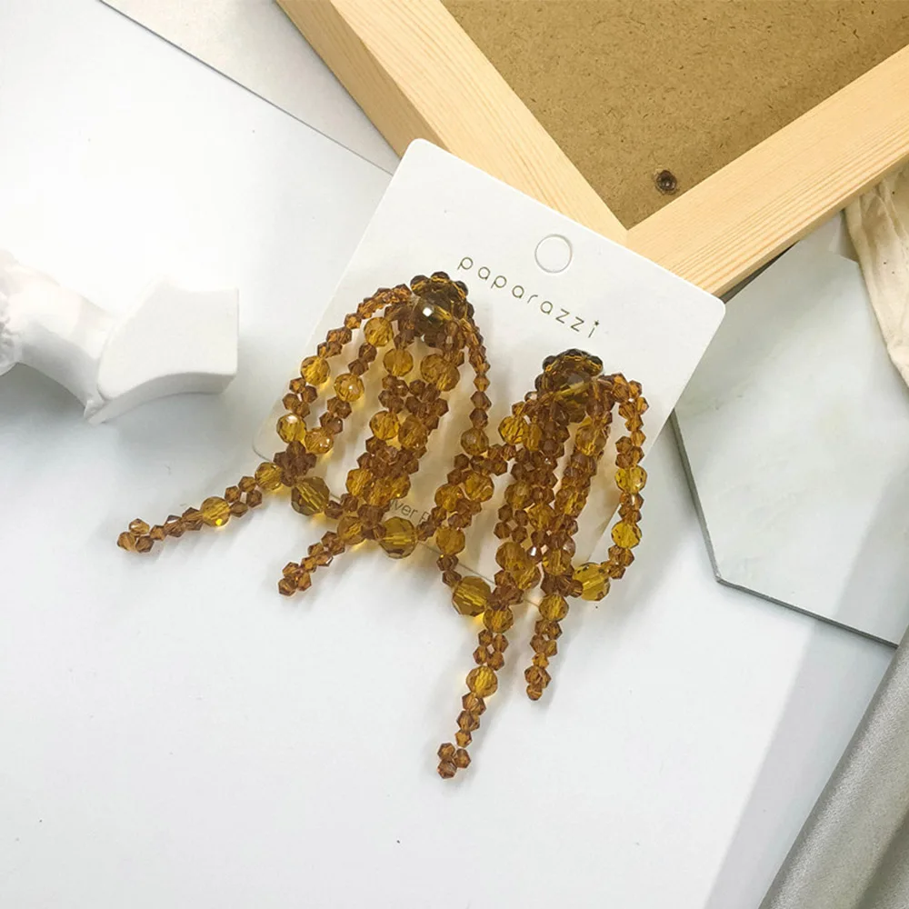 DAIWUJAN 2019 Новые корейские самодельные длинные кристальные серьги с бантом для женщин и девочек.