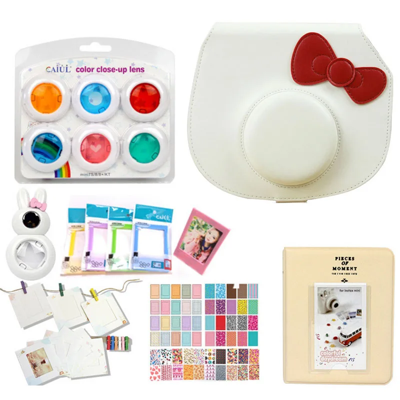 White set Само-beat фильтр для моментальной фотографии альбом для камеры комплект Камера чехол сумка для фотоаппарата моментальной печати Fujifilm Instax Mini 8+ 8/9 Камера наборы аксессуаров для телефонов комплект - Цвет: White set