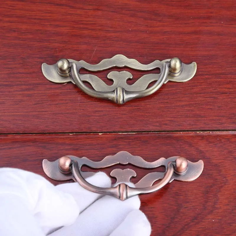 

64mm antique copper drawer cabinet pulls knobs 2.5" antique brass dresser door handles retro style furniture drop rings handles