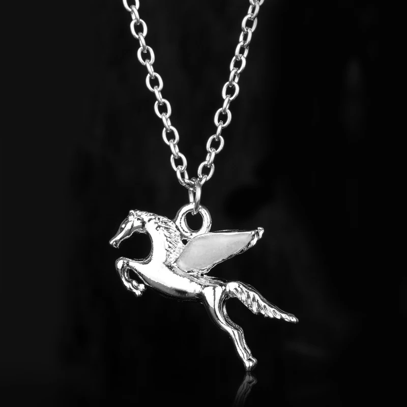 MQCHUN Anime Pegasus GLOW in the DARK Luminous Pendant Necklace Fashion Men's Horse Jewelry Hot Movie Percy Jackson | Украшения и