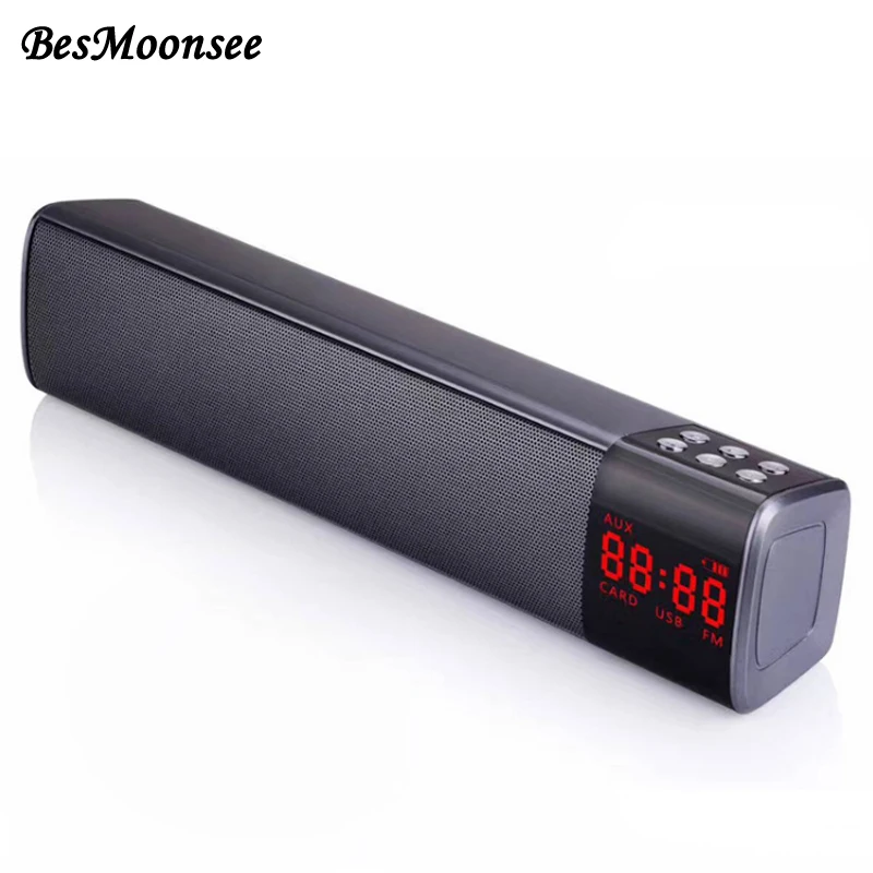 BesMoonsee Колонка 10 Вт HIFI дисплей светодиодный беспроводной бас-Колонка Bluetooth TFFM AUX