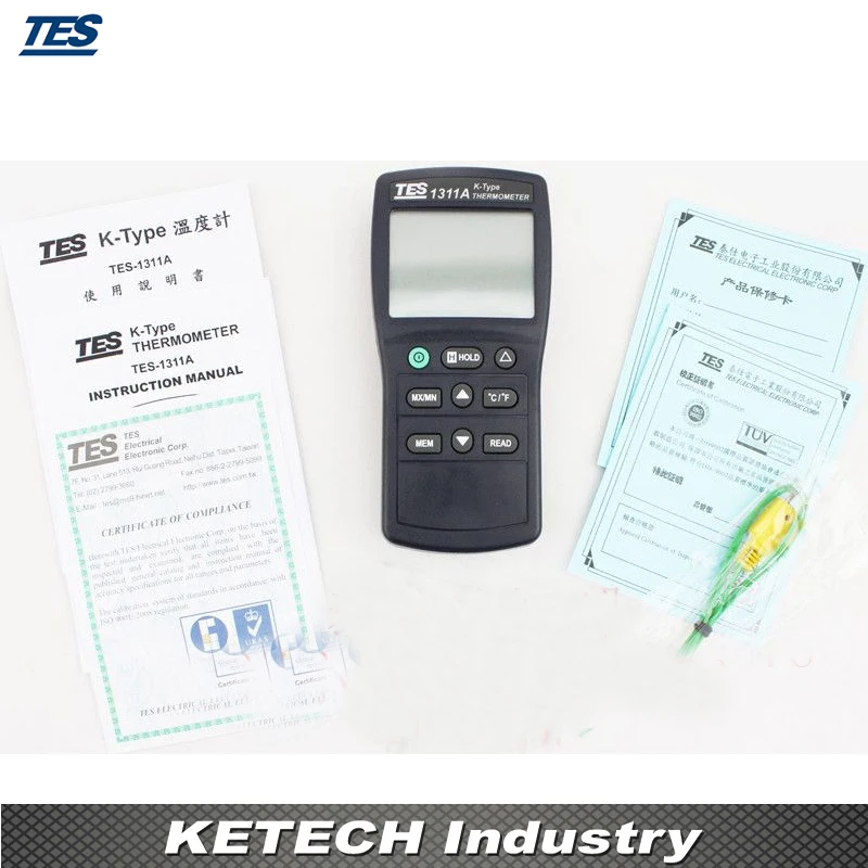 

Digital Industrial K Type Thermocouple Thermometer TES-1311A