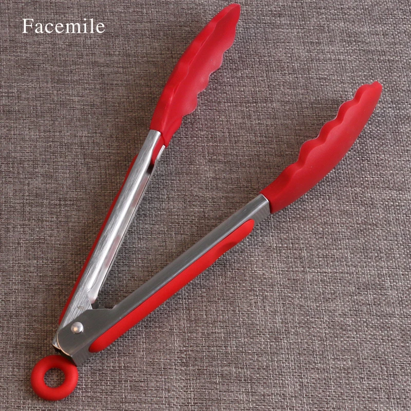 

9 дюймов, 25 см, посуда из нержавеющей стали, кухонные щипцы, пищевой зажим с силиконовым резиновым наконечником, инструменты для выпечки, Акс...