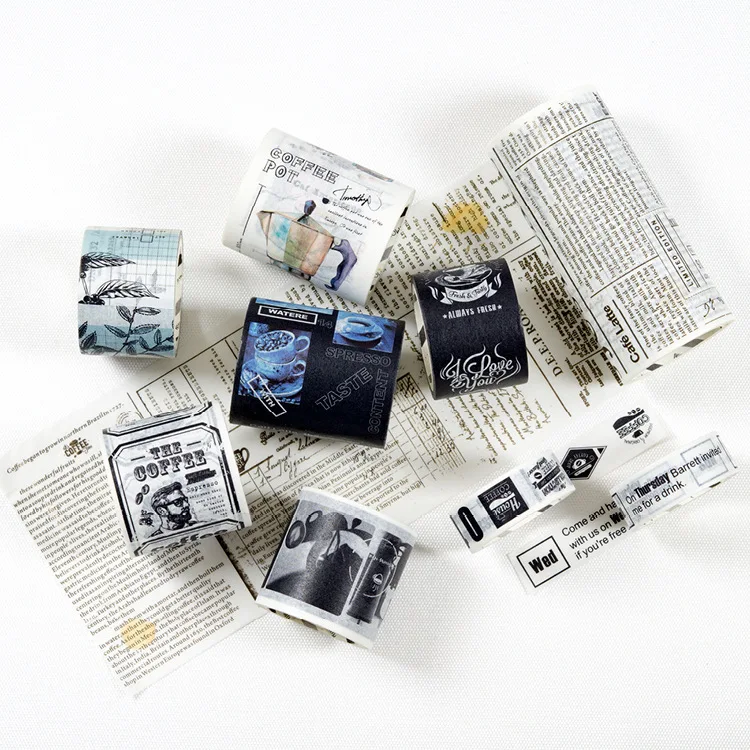 Газета Кофе васи лента декоративная Скотч Diy стикер для скрапбукинга Label клейкой