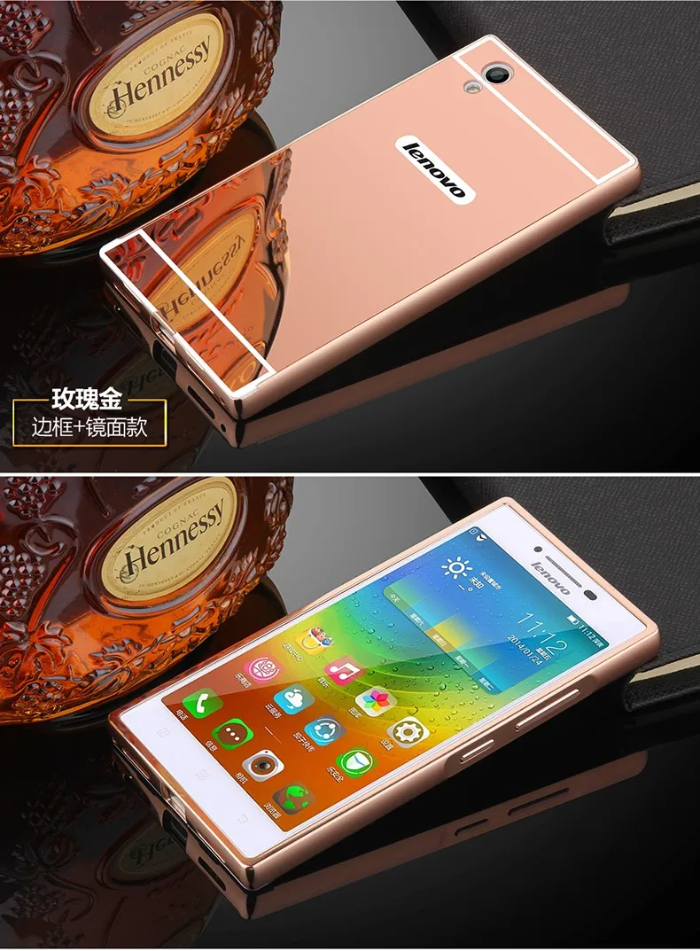 Для Fundas lenovo P70 металлический чехол зеркальная задняя крышка и алюминиевая рамка набор жесткий чехол для телефона чехол s для lenovo P70 P70t P 70 чехол Capa