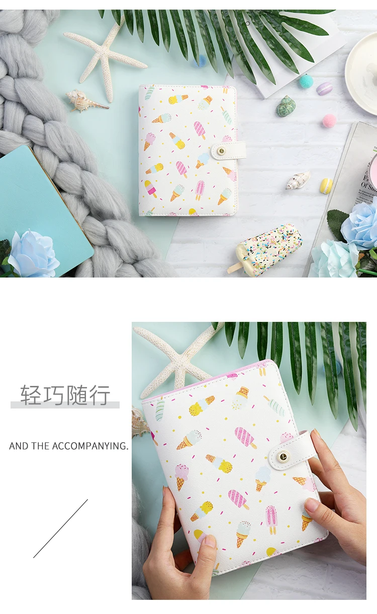 Yiwi Lovedoki A6 творческий мороженое 6 папка с кольцевым механизмом Dokibook Кнопки канцелярские принадлежности