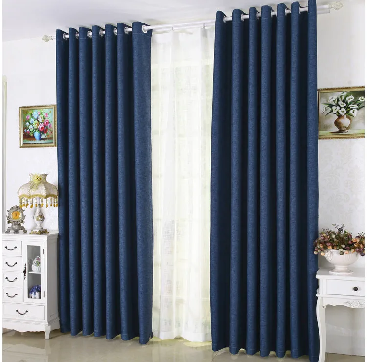 Готовые затемняющие шторы из искусственного льна на заказ однотонные тканевые