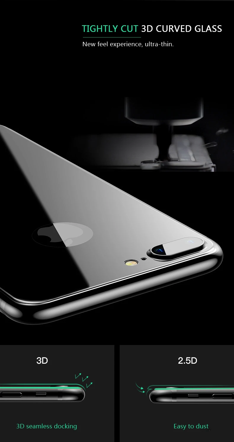 ESVNE 3D Защитная пленка для задней панели, закаленное стекло для iPhone 7 7 Plus, стеклянная задняя пленка, полное покрытие, изогнутые края, твердость 9H