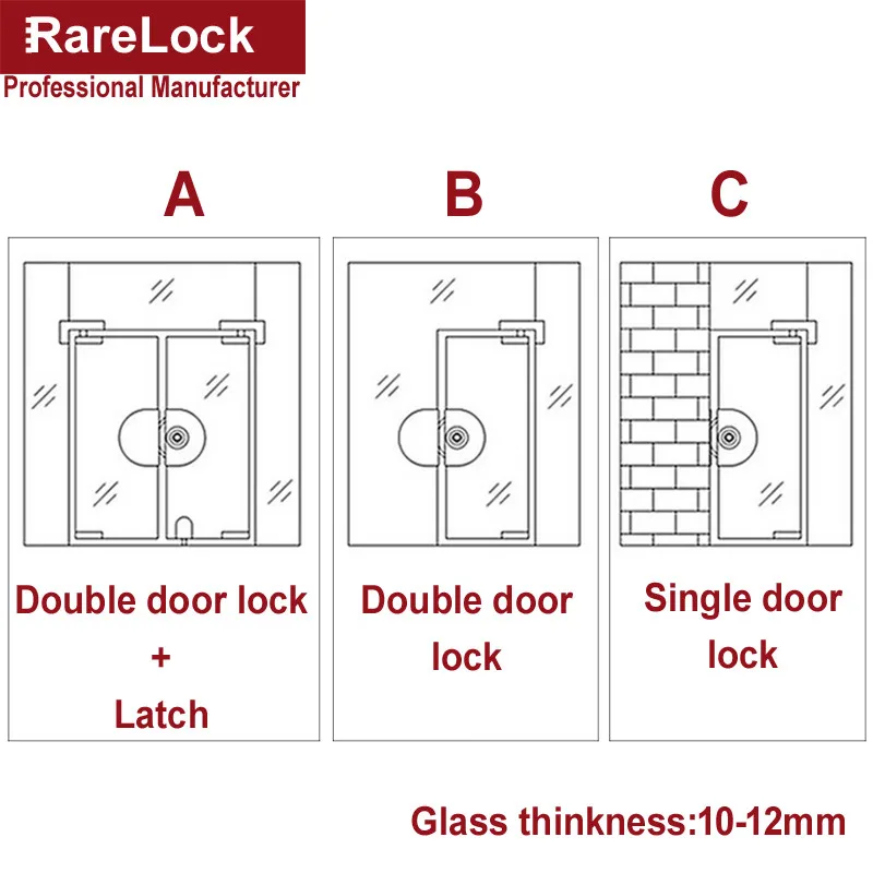 Rarelock раздвижные двери замок SUS304 для стеклянной офисной двери ванной комнаты балкона женское платье магазин домашней безопасности Оборудование DIY MMS487 ii