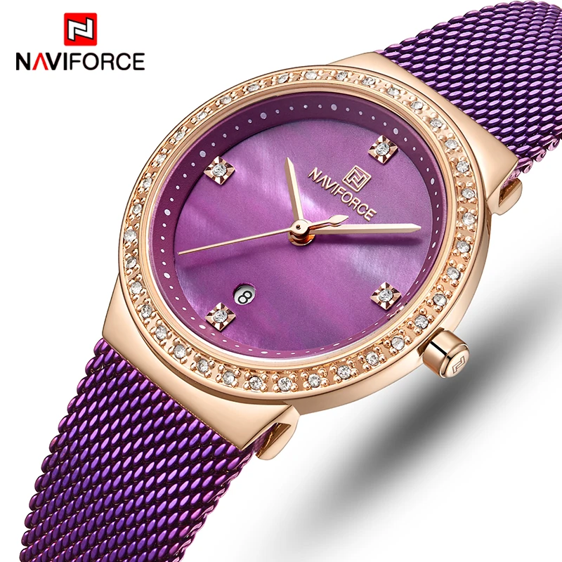 NAVIFORCE женские часы модные кварцевые Топ люксовый бренд Дата повседневные
