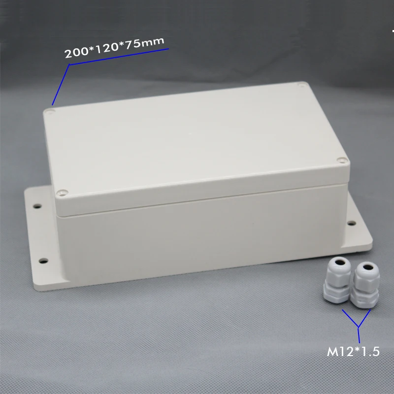 

Wall Mounting waterproof junction box with cable gland 200*120*75mm enclosure include 2pcs M12 cable gland