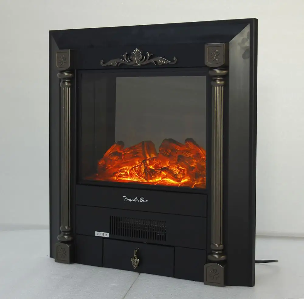 Камин горелки электрический камин firebox теплый воздух воздуходувка дистанционное управление искусственного оптического пламени Европейский классический стиль - Цвет: Black bronze columns