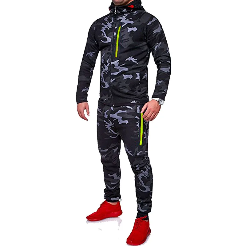 Для мужчин спортивный комплект Камуфляжный костюм мужской толстовка спортивная