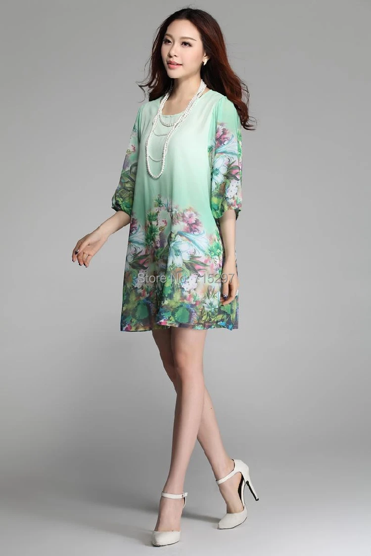 2014 модное женское Новое поступление свободное летнее платье большого размера