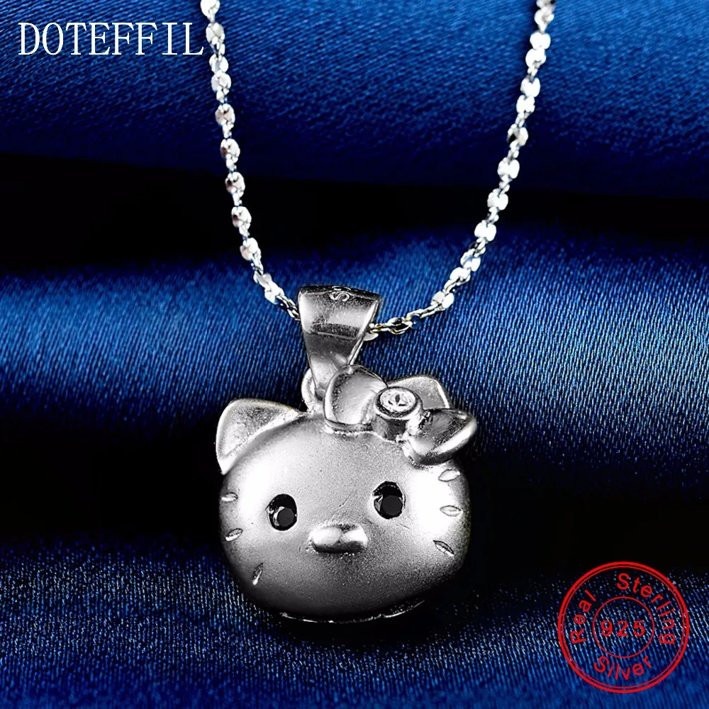 

925 Silver Animal Cat Pendant Necklace Women's Fashion Creative Chainbone Chain Charm Silver Women's Necklace