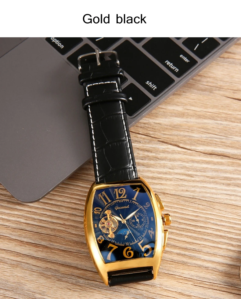 Для мужчин со звездами, утро Tourbillon полые автоматические механические часы для мужчин подарок с кожаным ремнем, мягкое покрытие, прямоугольные часы Бизнес