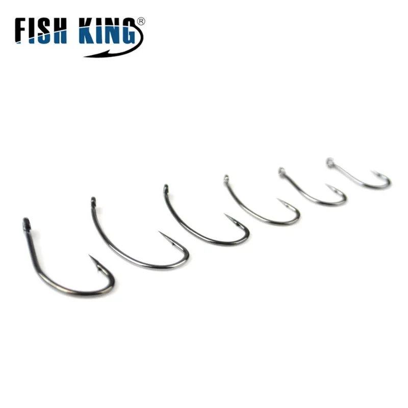 FISH KING 10-50 шт./лот из высокоуглеродистой стали матовый черный Европейский крючок для ловли карпа 1 2 4 6 8 10# колючий одиночный карп рыболовные крючки пресноводные