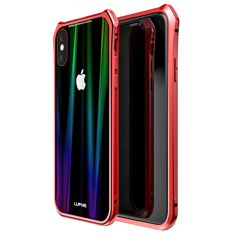 LUPHIE чехол с магнитной адсорбцией для iPhone X, Xr, Xs, Max, чехол из закаленного стекла, задняя крышка для iPhone 7, 8, чехол для телефона 360, чехол