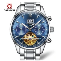 carnival tourbillon automatic mechanical watch for men switzerland luxury brand sapphire waterproof skeleton multifunction reloj