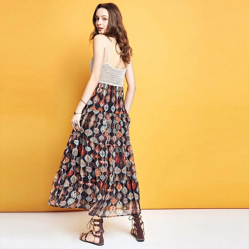 Женское платье без рукавов ARTKA разноцветное трапециевидной формы на бретельках в