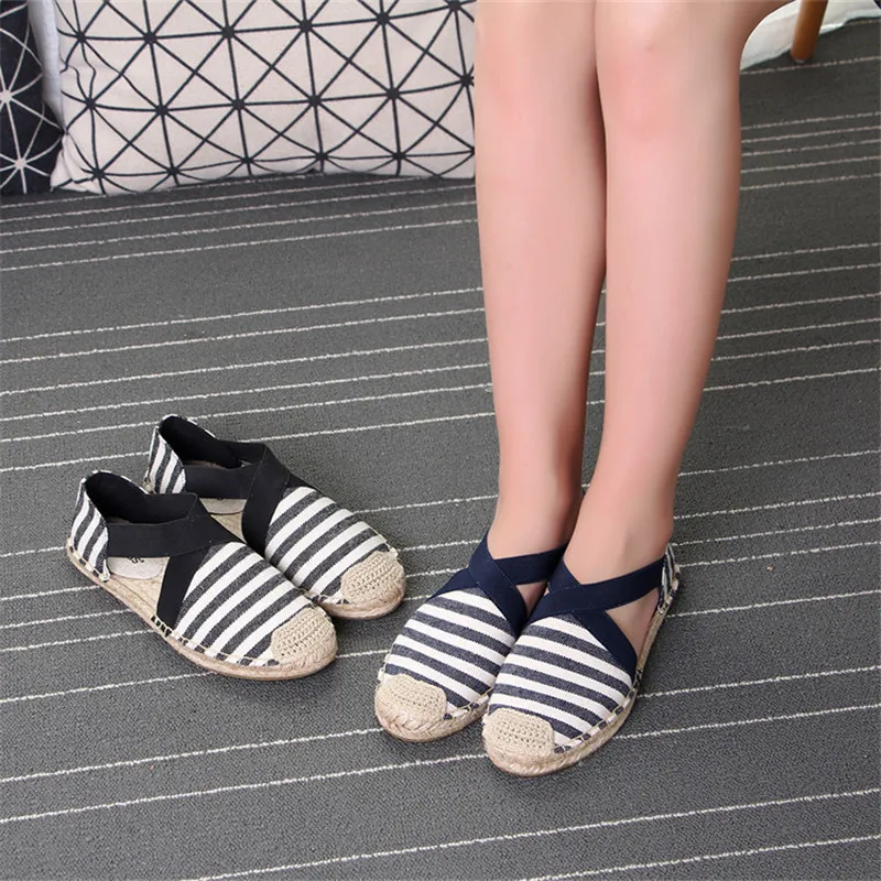 Женские холщовые эспадрильи размера плюс 41 женские туфли на плоской подошве с