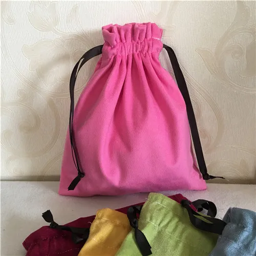 YILE велюр Drawstring сумка многоцелевой Организатор Чехол вечерние мешок подарков 5 цветов на выбор 8218d - Цвет: pink