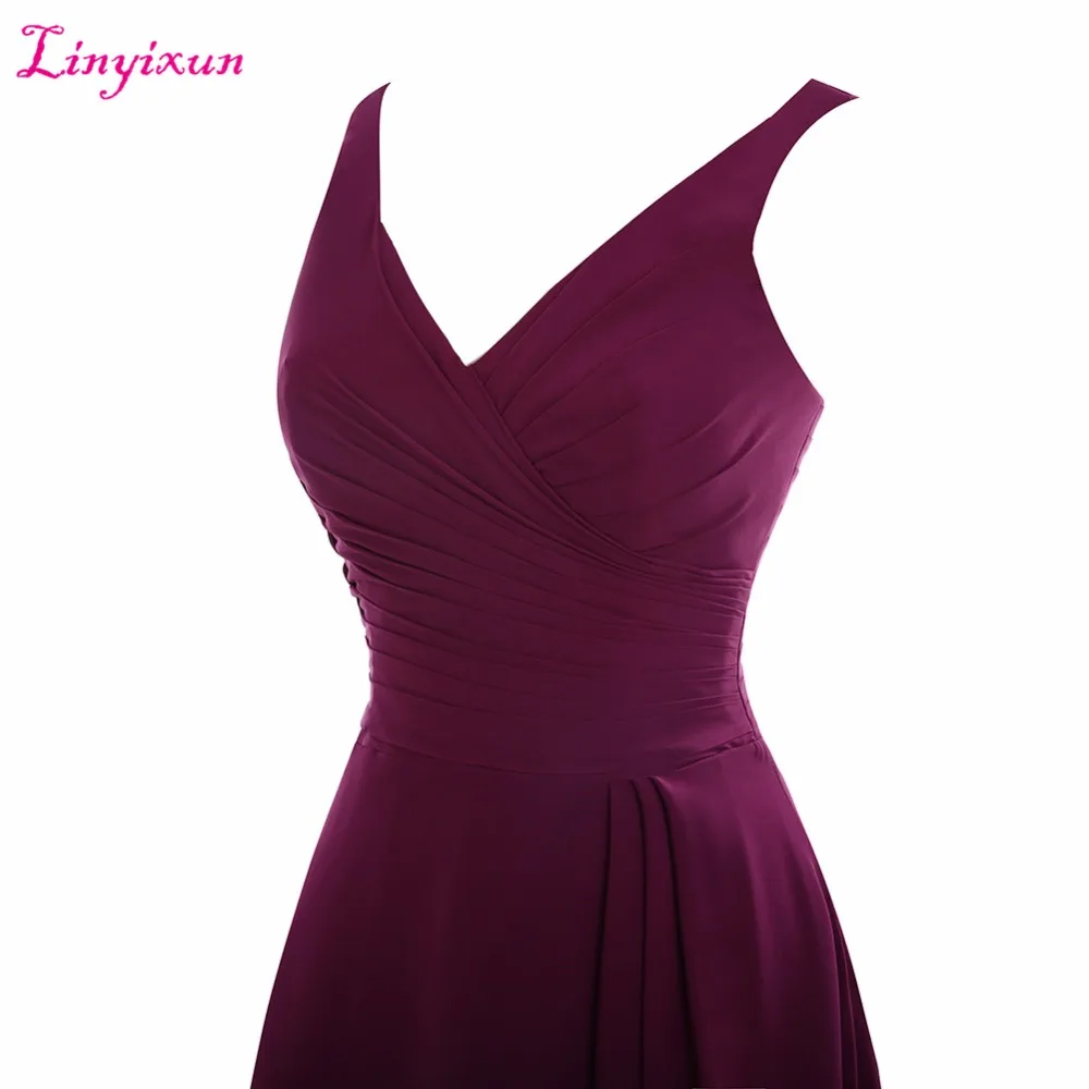Женское платье Linyixun фиолетовое для выпускного бала с треугольным вырезом 8 класс