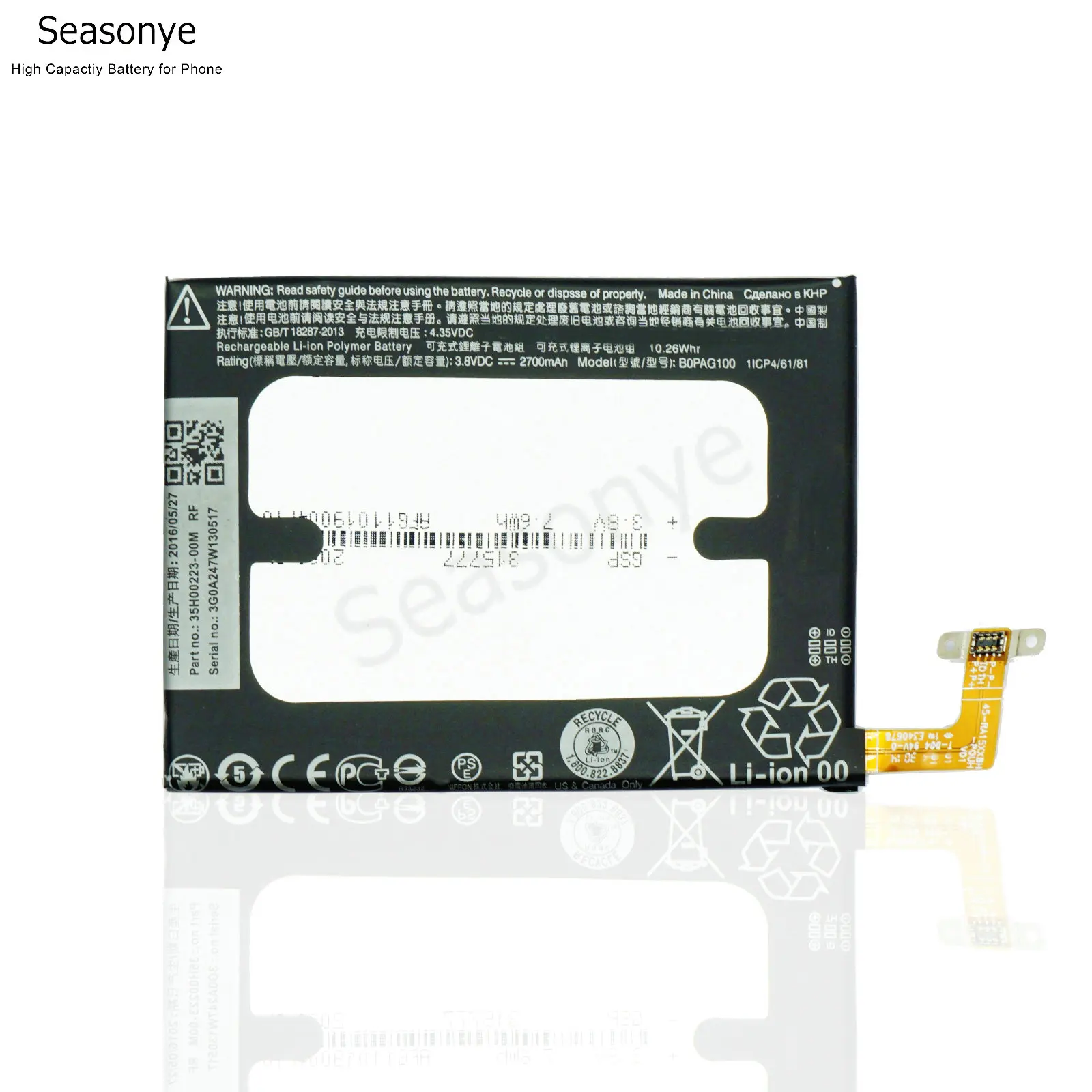 Seasonye 2700mAh / 10.26Whr B0PAG100 BOPAG100 Сменный аккумулятор для HTC Butterfly 2 2J B810X HTL23 10 шт./лот |