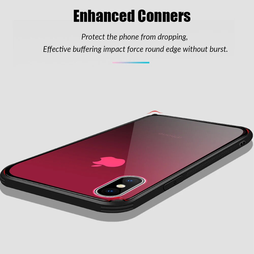 Роскошный стеклянный чехол для телефона iPhone XR XS Max прозрачный градиентный Чехол 9H