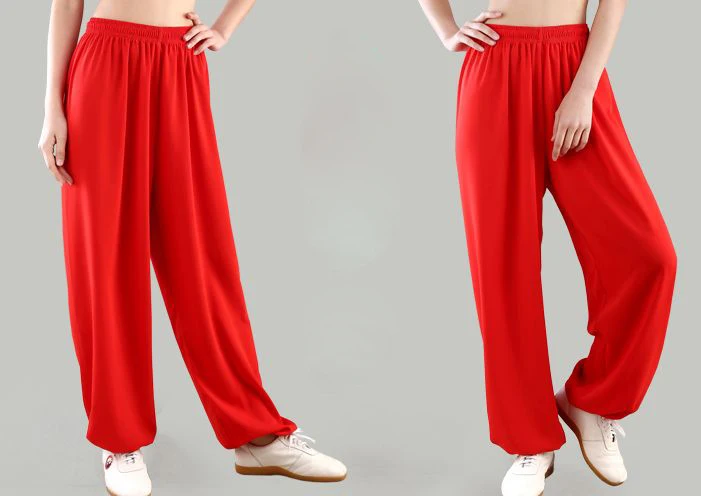 red Унисекс 5 цветов Лето и весна всесезонные Tai chi Брюки taijiquan брюки кунг-фу Боевые искусства, ушу брюки желтый/розовый/черный - Цвет: red