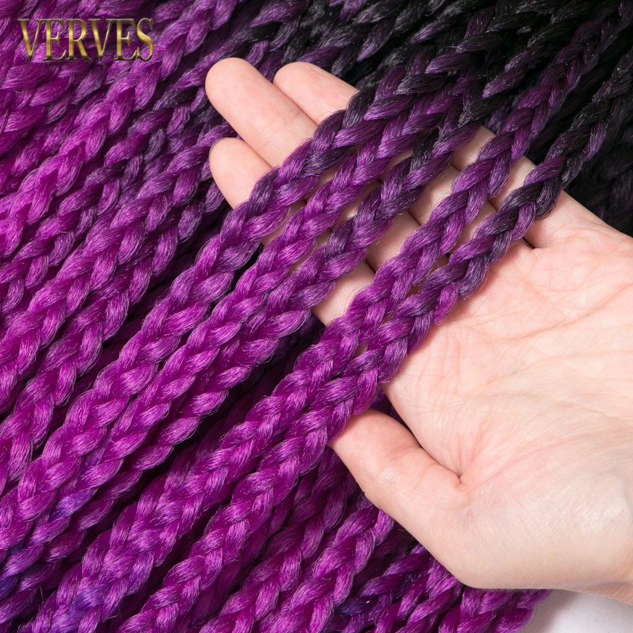 VERVES box плетеные 24 дюймовые крючком косы 22 корня/упаковка Омбре синтетические