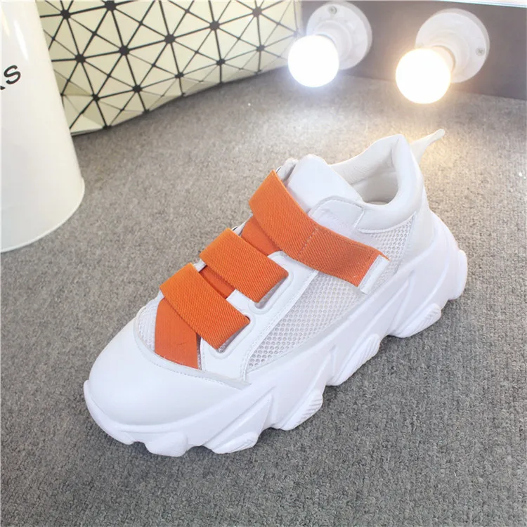 COOTELILI Spring Women Sneakers Breathable Women Flat Platform Shoes Woman Casual Creepers Women Shoes - Цвет: Orange