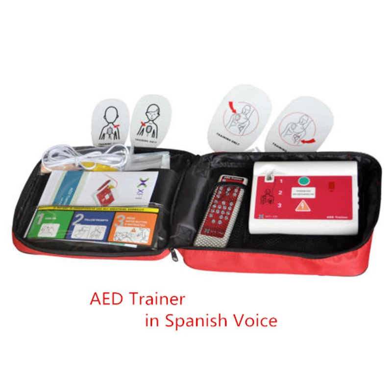 1set AED Trainer First Aid Teaching Training Machine CPR School Rescue Skill Inspection English &amp Spanish Tone Accent Voice | Красота и