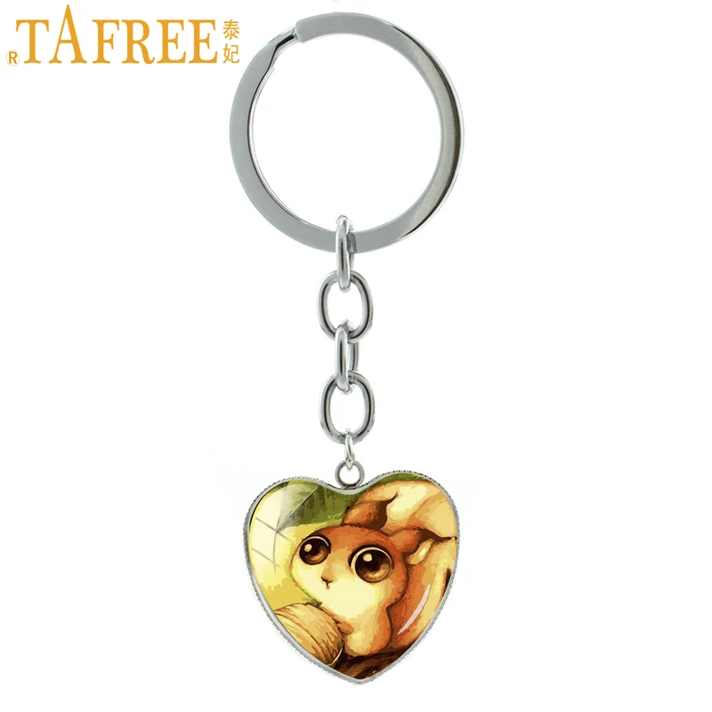 TAFREE милый брелок для кошек Черный кот ловить рыбу стекло мультфильм искусство