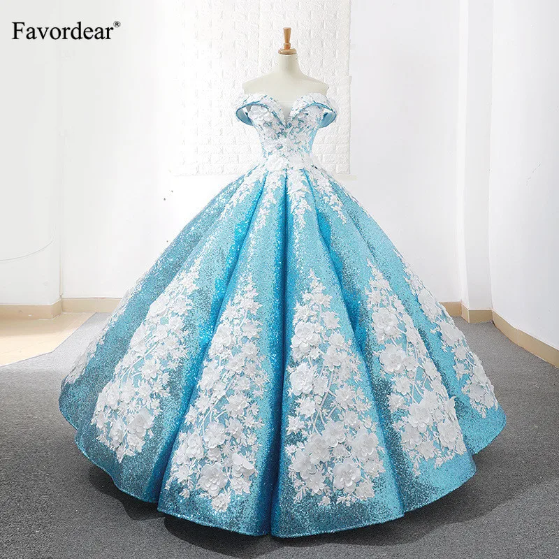 Favordear Off The Shoulder Applique Spray Gold Evening Dress Vestidos De Fiesta Generous Pleated High End Formal Party Dress