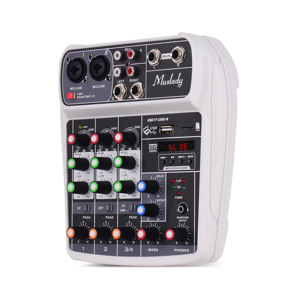 Muslady AI-4 компактная звуковая карта микшерный пульт Цифровой аудио смеситель 4-канальный+ 48V Phantom Мощность для музыки DJ Live караоке