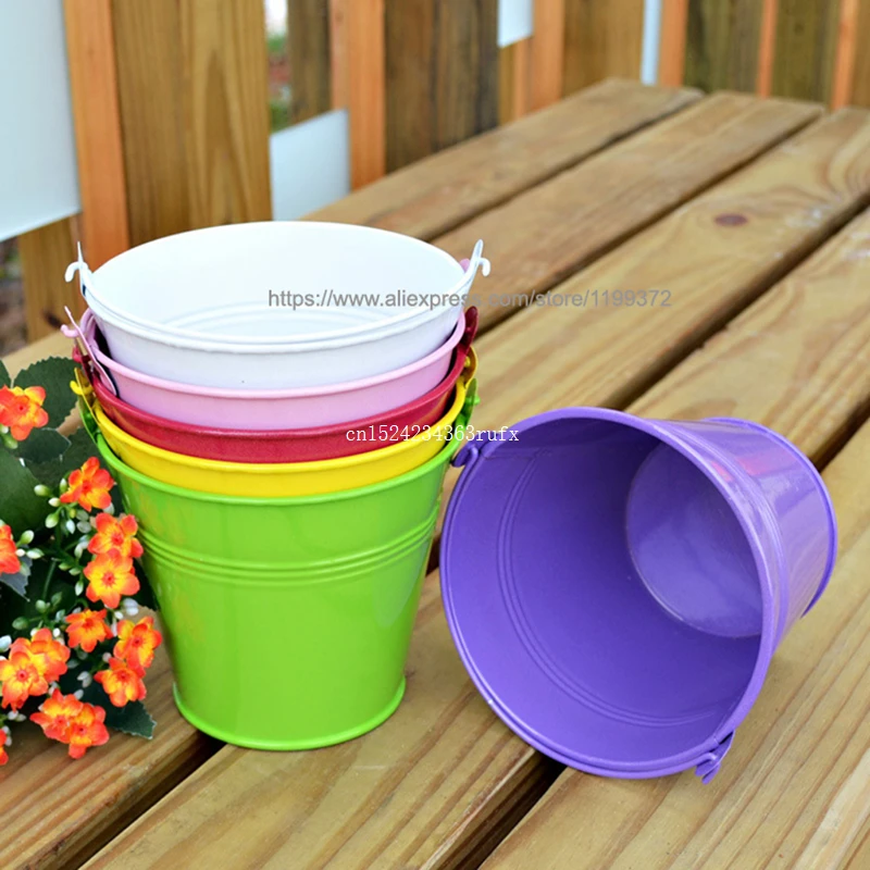 100pcs Candy Chocolate Box Metal Potted Plants Mini Small Assorted Colored Tin Pails Buckets Bucket Wedding Party Shower Gift | Дом и сад
