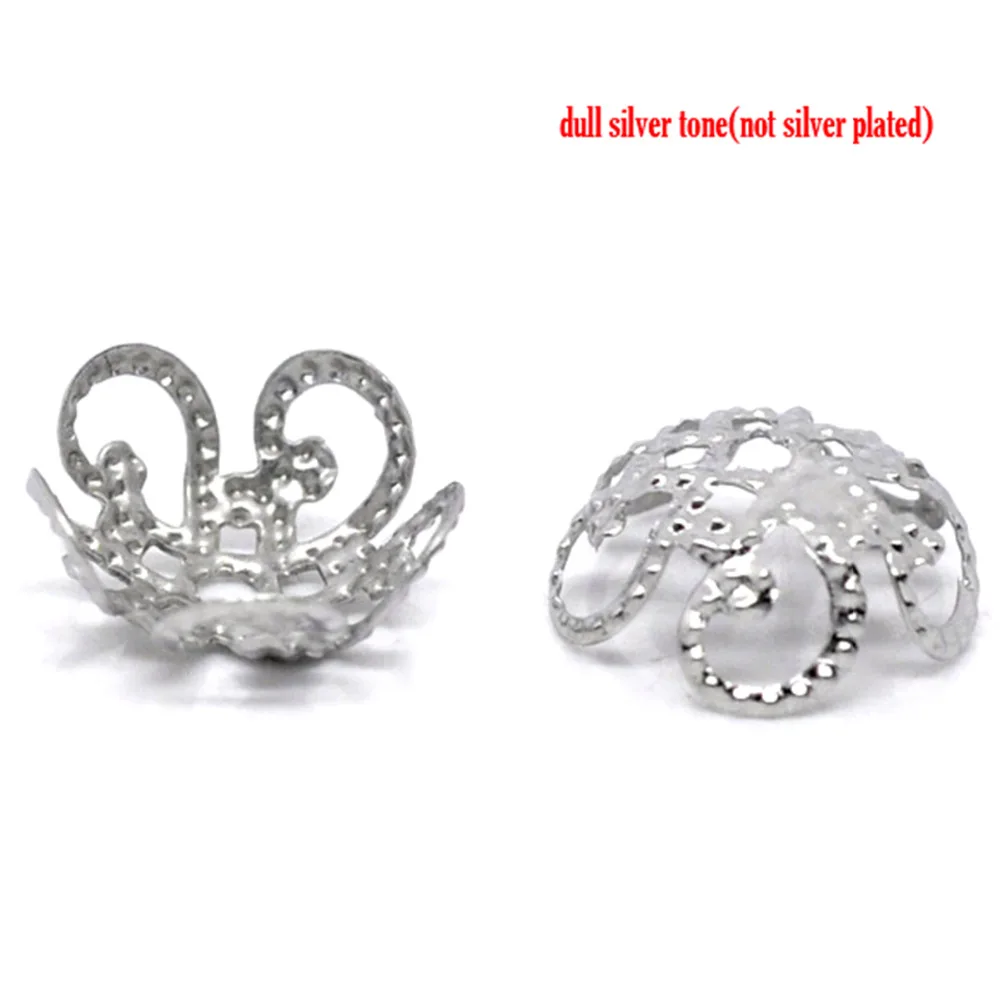 DoreenBeads сплав филигранные бусины Концевики цветок серебряный цвет полые DIY
