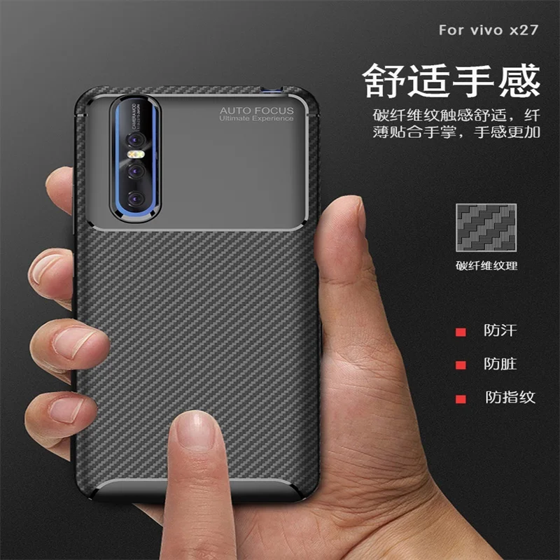 On For Vivo X27 V1829A Case cover 6.39&quot Full Protection Soft Silicone Armor Bumper Back phone V1829T case |