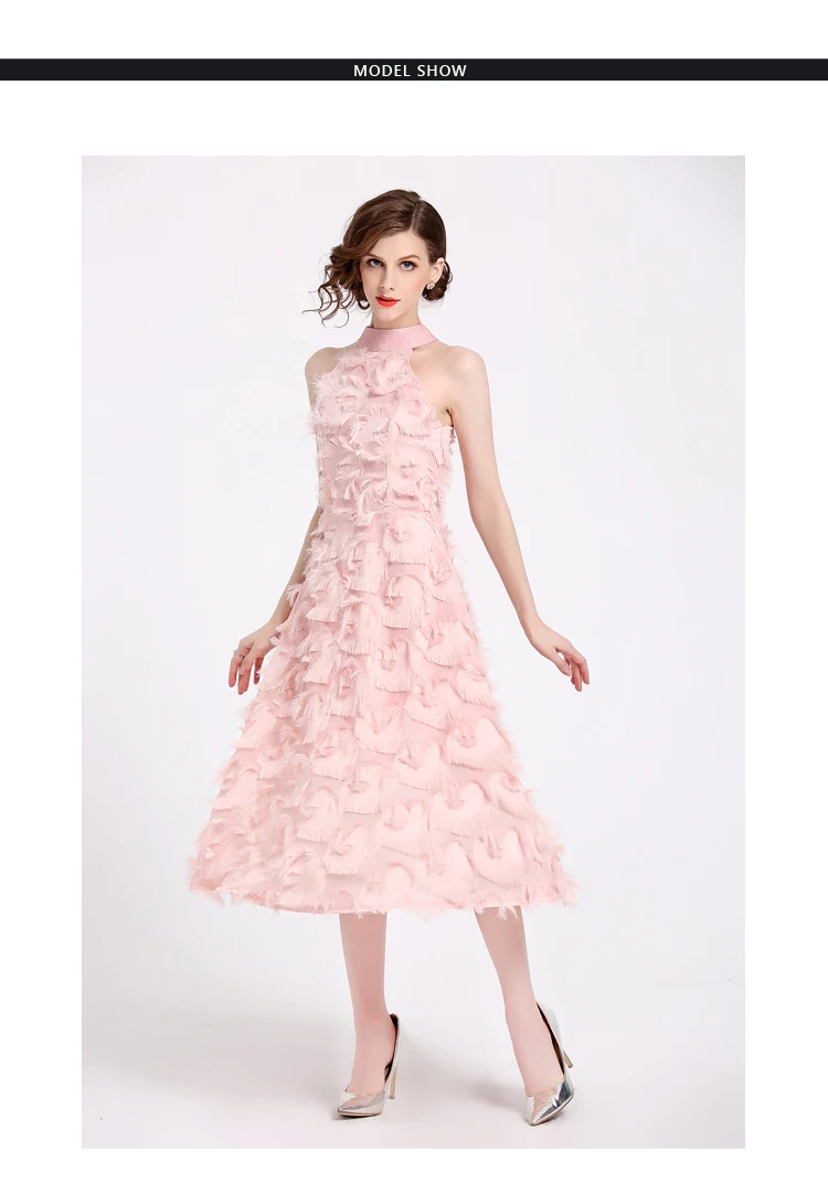 2018 г. летняя элегантная розовый аппликации-line шифоновое платье Vestido de Festa Холтер с