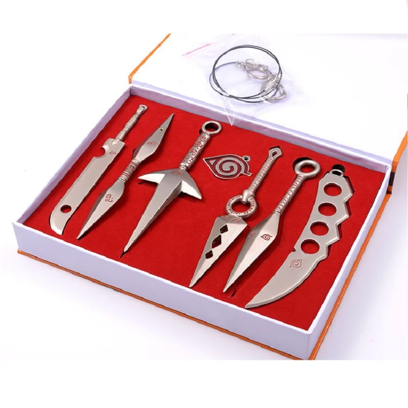 Наруто мини металлическое оружие Модель Hatake Kakashi Deidara Kunai Shuriken меч кунай нож 7 шт.