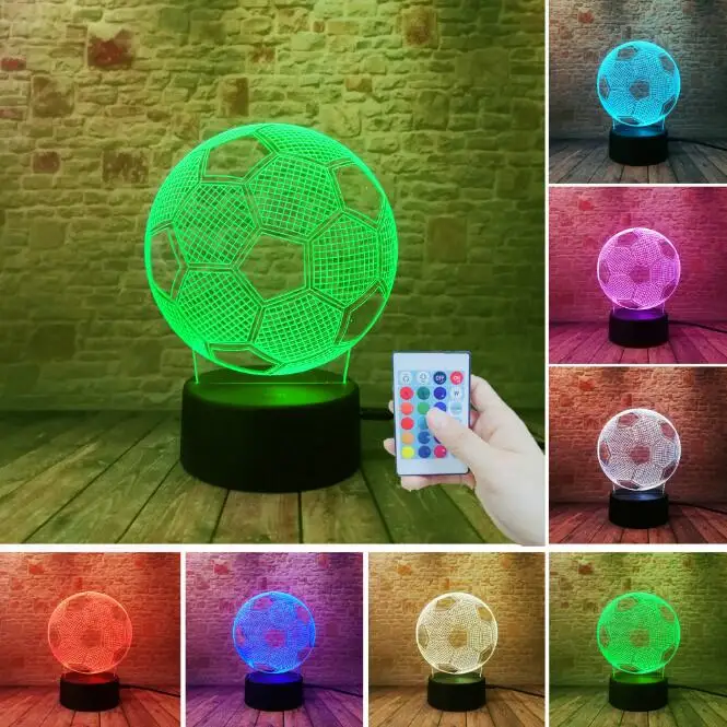 Controller 7 Color Творческий 3D Императорская корона футбольная Иллюзия СВЕТОДИОДНЫЙ Ночник Новинка настроение визуальная атмосфера вечерние лампы милый подарок для детей - Испускаемый цвет: Controller 7 Color